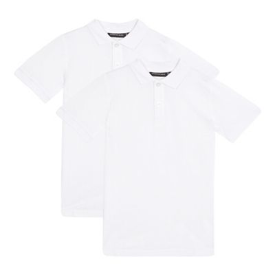 Pack of two boy's white school polo shirts